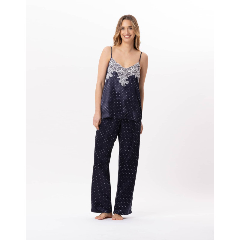 Caraco pantalon en viscose MOON 804 Marine | Lingerie le Chat