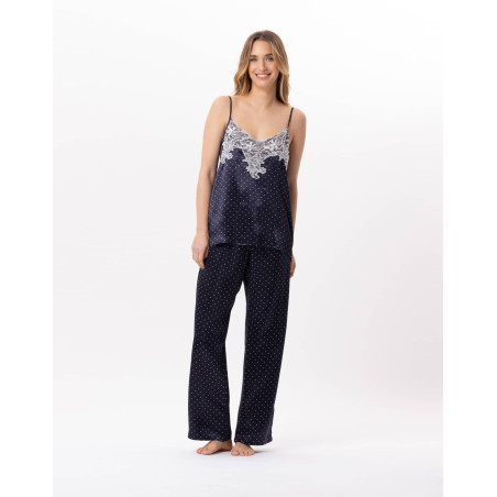 Caraco pantalon en viscose MOON 804 Marine | Lingerie le Chat