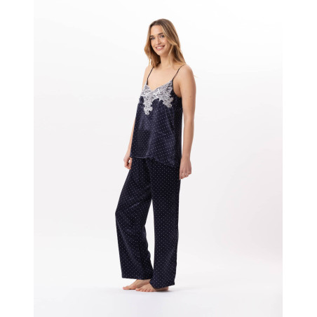 Caraco pantalon en viscose MOON 804 Marine | Lingerie le Chat