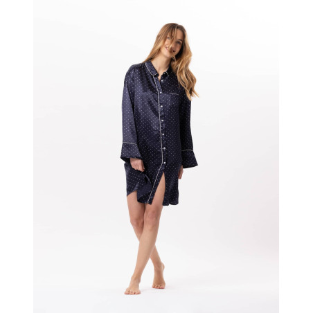 Viscose button-down shirt MOON 805 Navy Blue | Lingerie le Chat