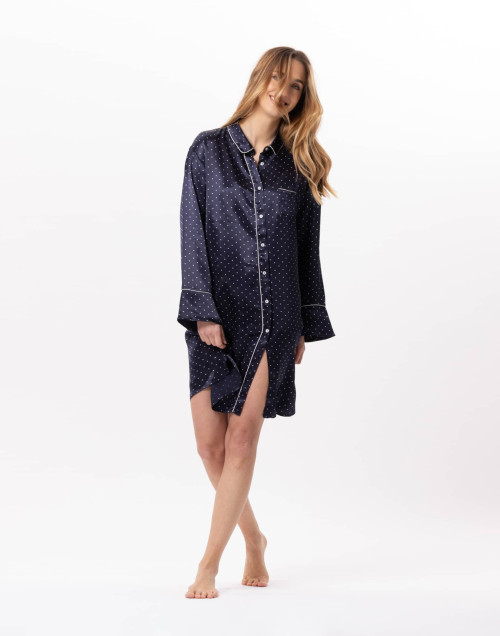 Viscose button-down shirt MOON 805 Navy Blue