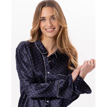 Viscose button-down shirt MOON 805 Navy Blue | Lingerie le Chat