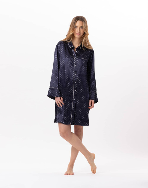 Viscose button-down shirt MOON 805 Navy Blue | Lingerie le Chat