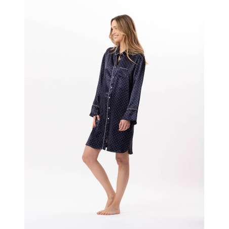 Viscose button-down shirt MOON 805 Navy Blue | Lingerie le Chat