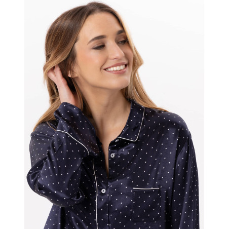 Viscose button-down pyjamas MOON 806 Navy Blue | Lingerie le Chat