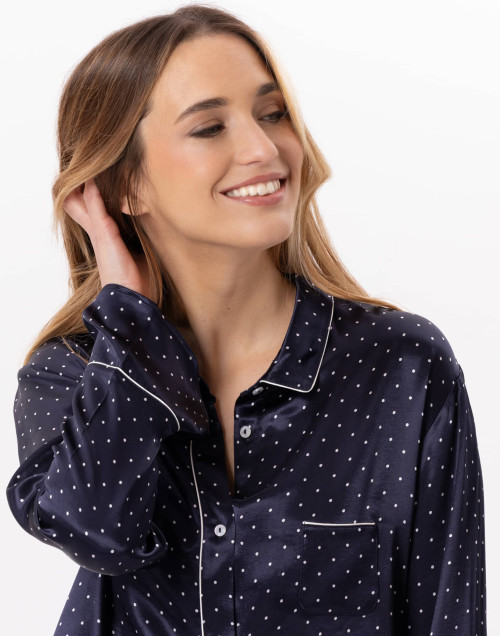 Viscose button-down pyjamas MOON 806 Navy Blue