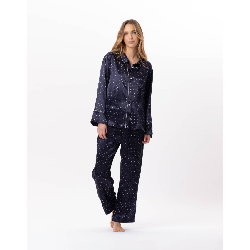 Pyjama boutonné en viscose MOON 806 Marine | Lingerie le Chat