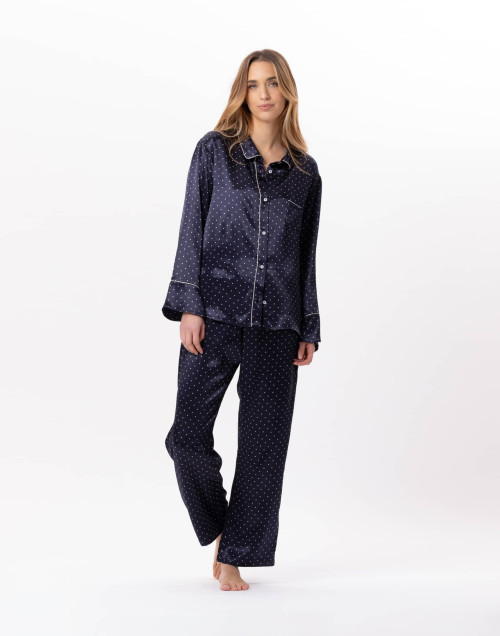 Viscose button-down pyjamas MOON 806 Navy Blue | Lingerie le Chat