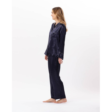 Viscose button-down pyjamas MOON 806 Navy Blue | Lingerie le Chat