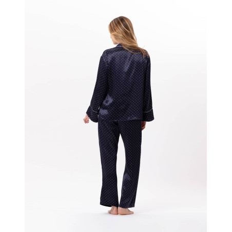 Viscose button-down pyjamas MOON 806 Navy Blue | Lingerie le Chat