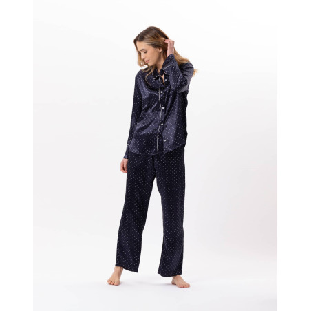 Viscose button-down pyjamas MOON 806 Navy Blue | Lingerie le Chat