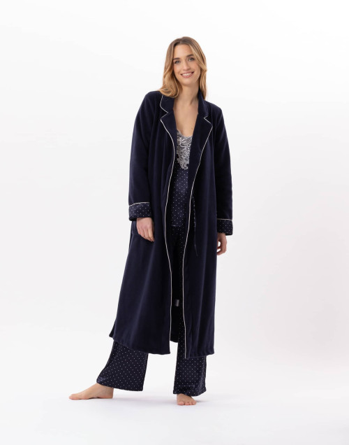 Fleece bathrobe MOON 860 Navy Blue