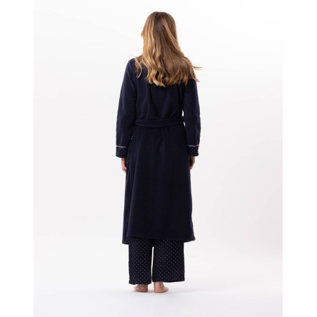 Fleece bathrobe MOON 860 Navy Blue | Lingerie le Chat