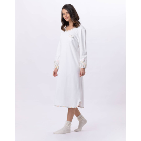 Long cotton nightdress FELICITA 811  Multico | Lingerie le Chat