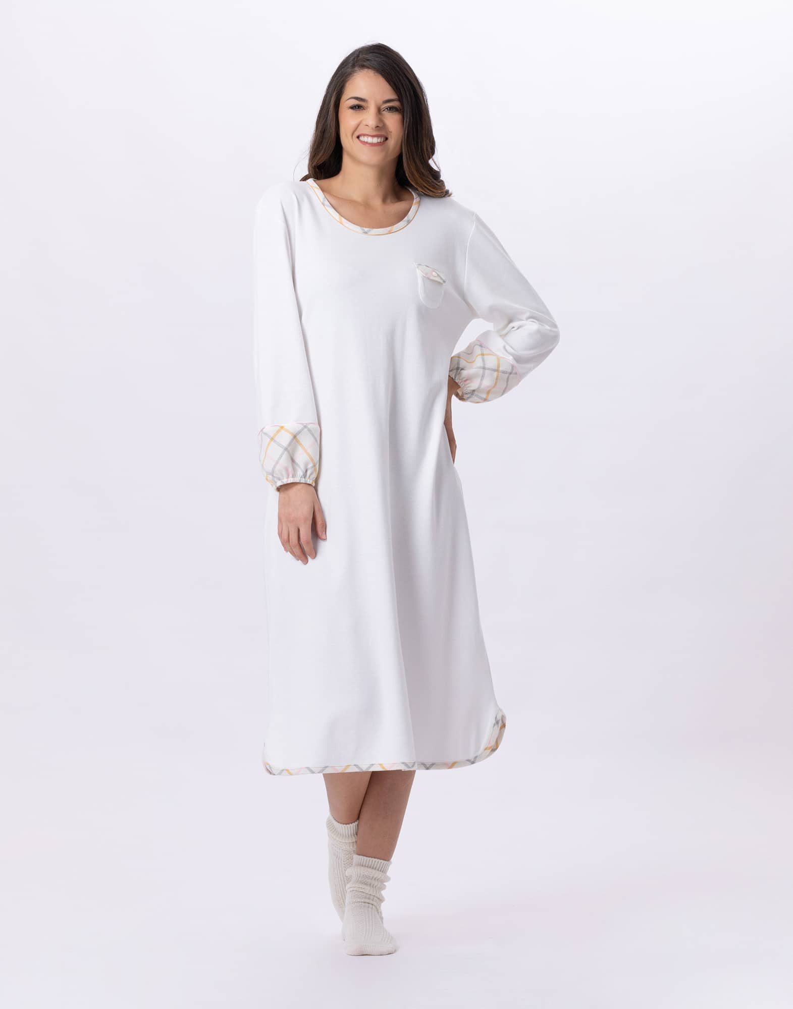 Chemise de nuit longue en coton FELICITA 811 Multico