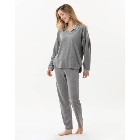 Pyjama en velours VELVET 802  Gris Chine | Lingerie le Chat