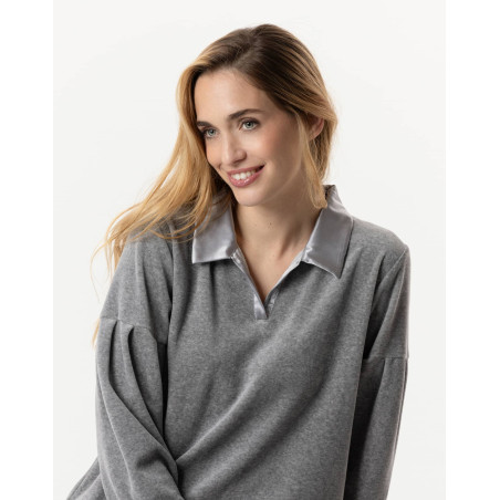 Pyjama en velours VELVET 802  Gris Chine | Lingerie le Chat