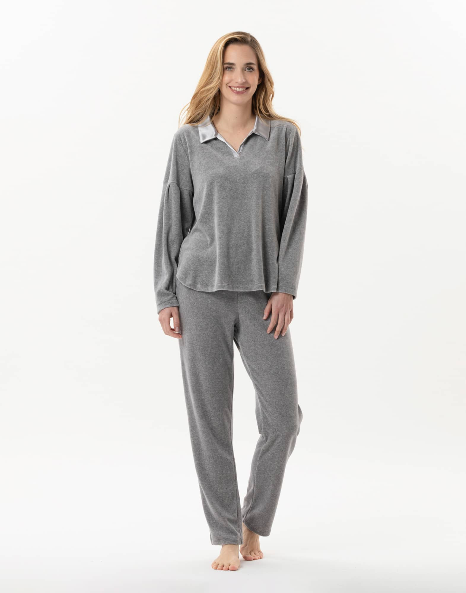 Pyjama en velours VELVET 802  Gris Chine | Lingerie le Chat