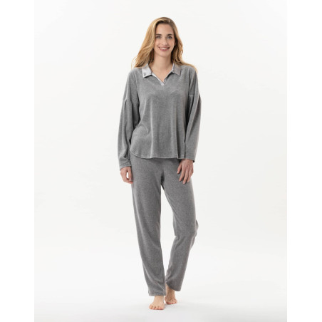 Pyjama en velours VELVET 802  Gris Chine | Lingerie le Chat