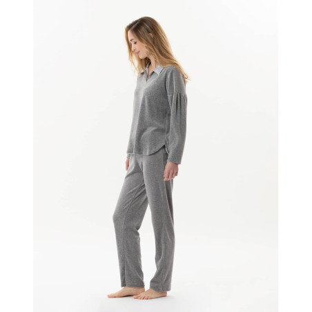 Pyjama en velours VELVET 802  Gris Chine | Lingerie le Chat