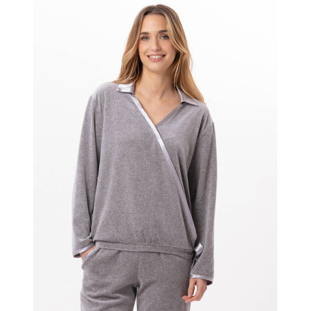 Sweat en velours VELVET 830  Gris Chine | Lingerie le Chat