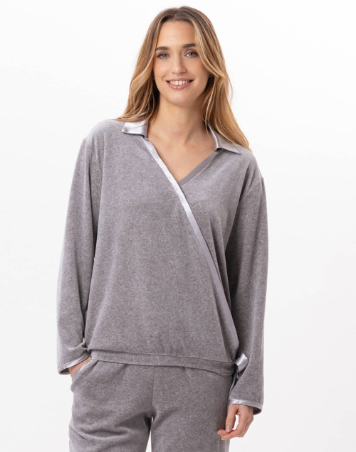 Sweat en velours VELVET 830  Gris Chine | Lingerie le Chat