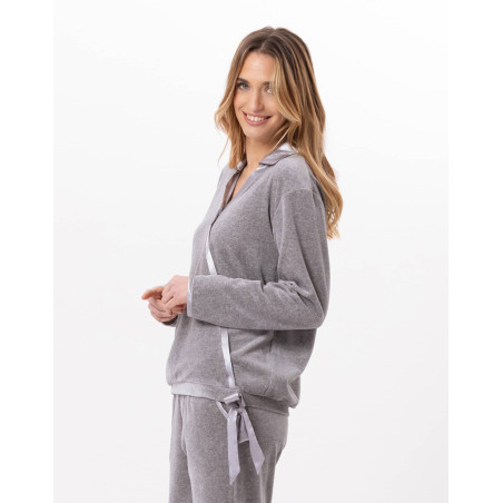 Sweat en velours VELVET 830  Gris Chine | Lingerie le Chat