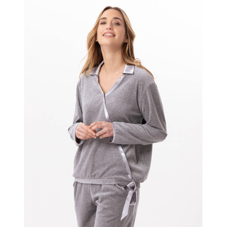 Sweat en velours VELVET 830  Gris Chine | Lingerie le Chat