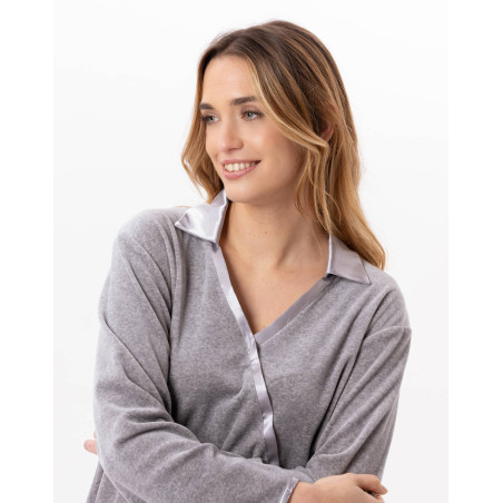 Sweat en velours VELVET 830  Gris Chine | Lingerie le Chat