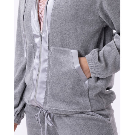 Veste zippée en velours VELVET 870  Gris Chine | Lingerie le Chat