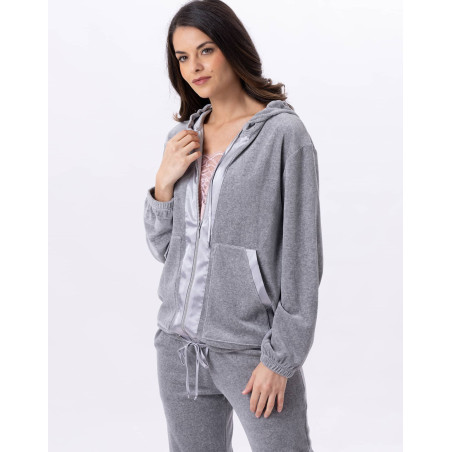 Veste zippée en velours VELVET 870  Gris Chine | Lingerie le Chat