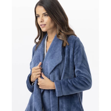 Plush flannel jacket ESSENTIEL 873 Prussian Blue | Lingerie le Chat