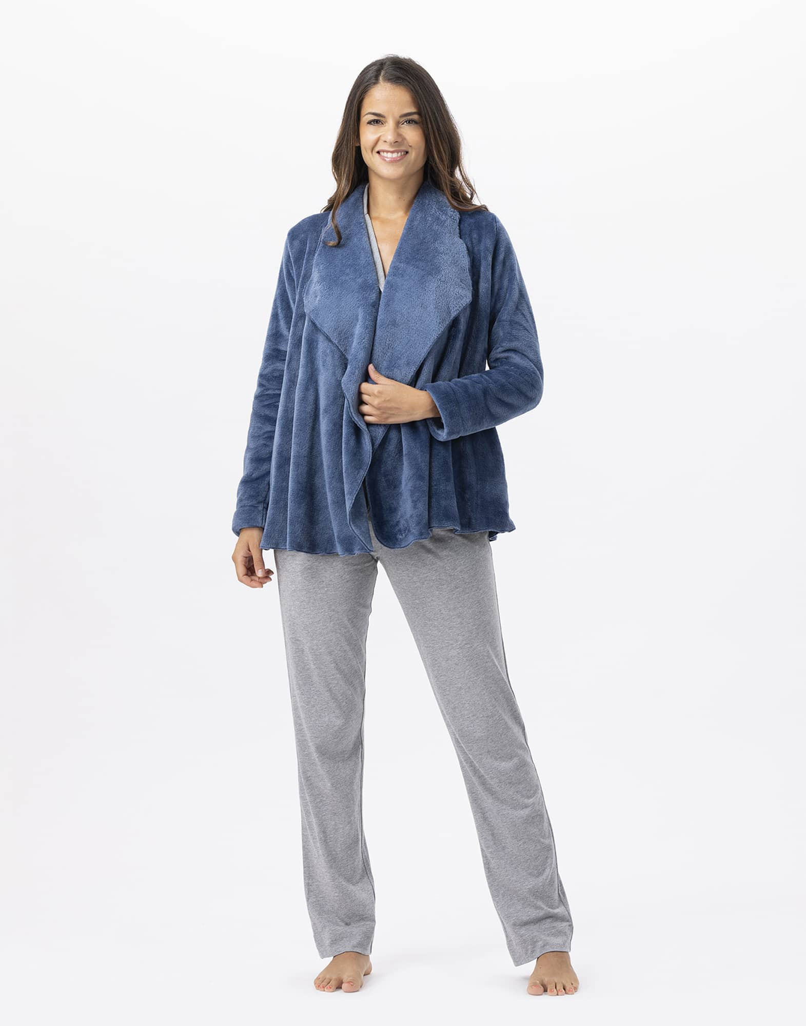 Plush flannel jacket ESSENTIEL 873 Prussian Blue | Lingerie le Chat