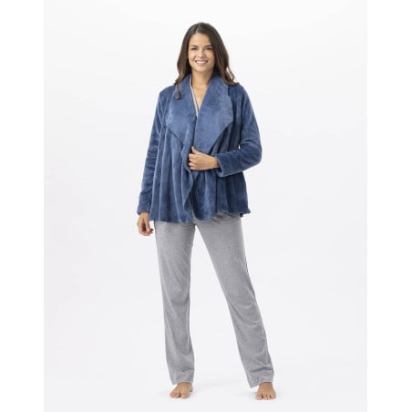 Plush flannel jacket ESSENTIEL 873 Prussian Blue | Lingerie le Chat