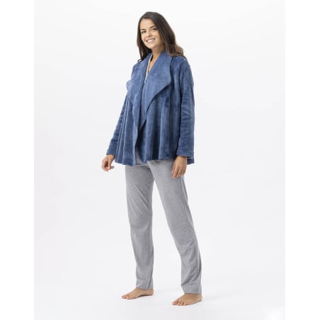 Plush flannel jacket ESSENTIEL 873 Prussian Blue | Lingerie le Chat