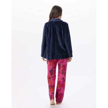 Plush flannel jacket ESSENTIEL 873 Navy Blue | Lingerie le Chat