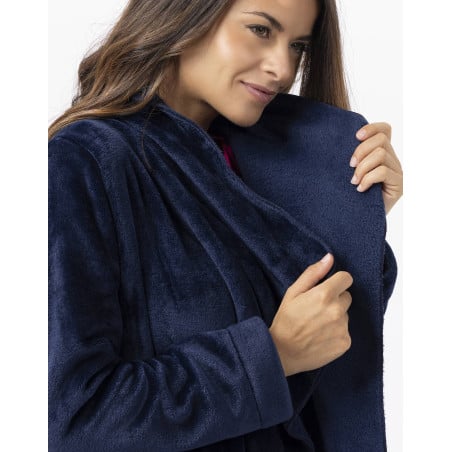 Plush flannel jacket ESSENTIEL 873 Navy Blue | Lingerie le Chat