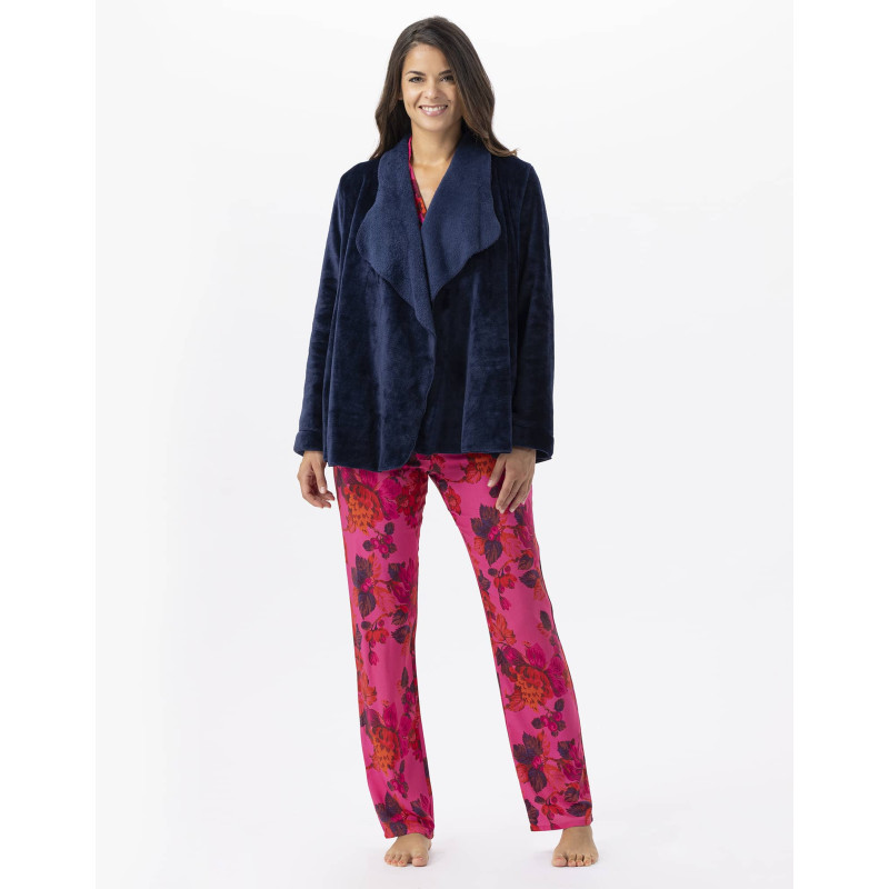 Plush flannel jacket ESSENTIEL 873 Navy Blue | Lingerie le Chat