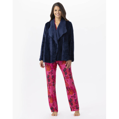 Plush flannel jacket ESSENTIEL 873 Navy Blue | Lingerie le Chat