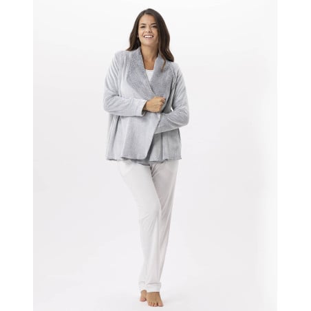 Plush flannel jacket ESSENTIEL 873 Grey | Lingerie le Chat