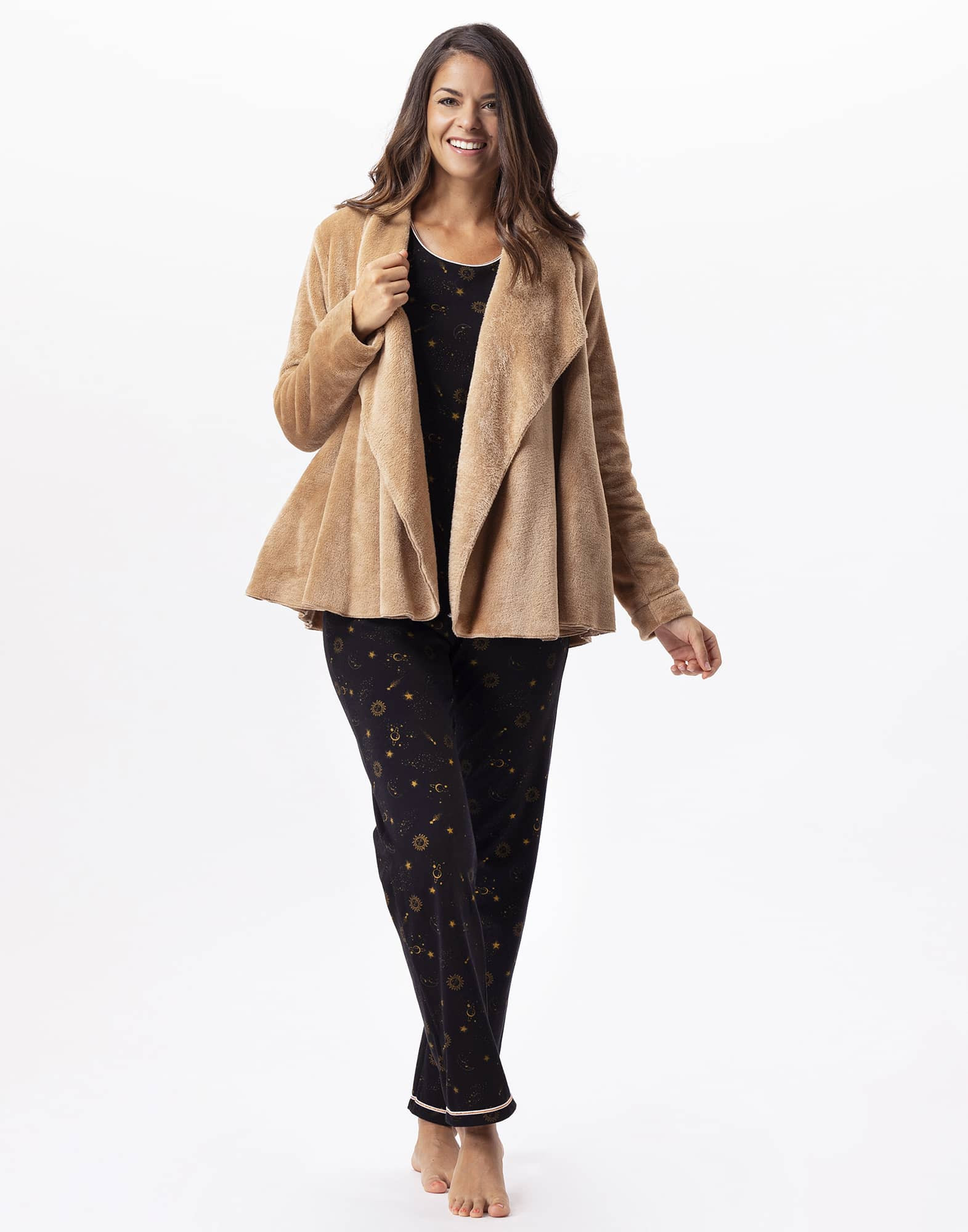 Plush flannel jacket ESSENTIEL 873 Gold | Lingerie le Chat