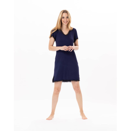 Viscose nightdress SUBLIME 801 Navy Blue | Lingerie le Chat