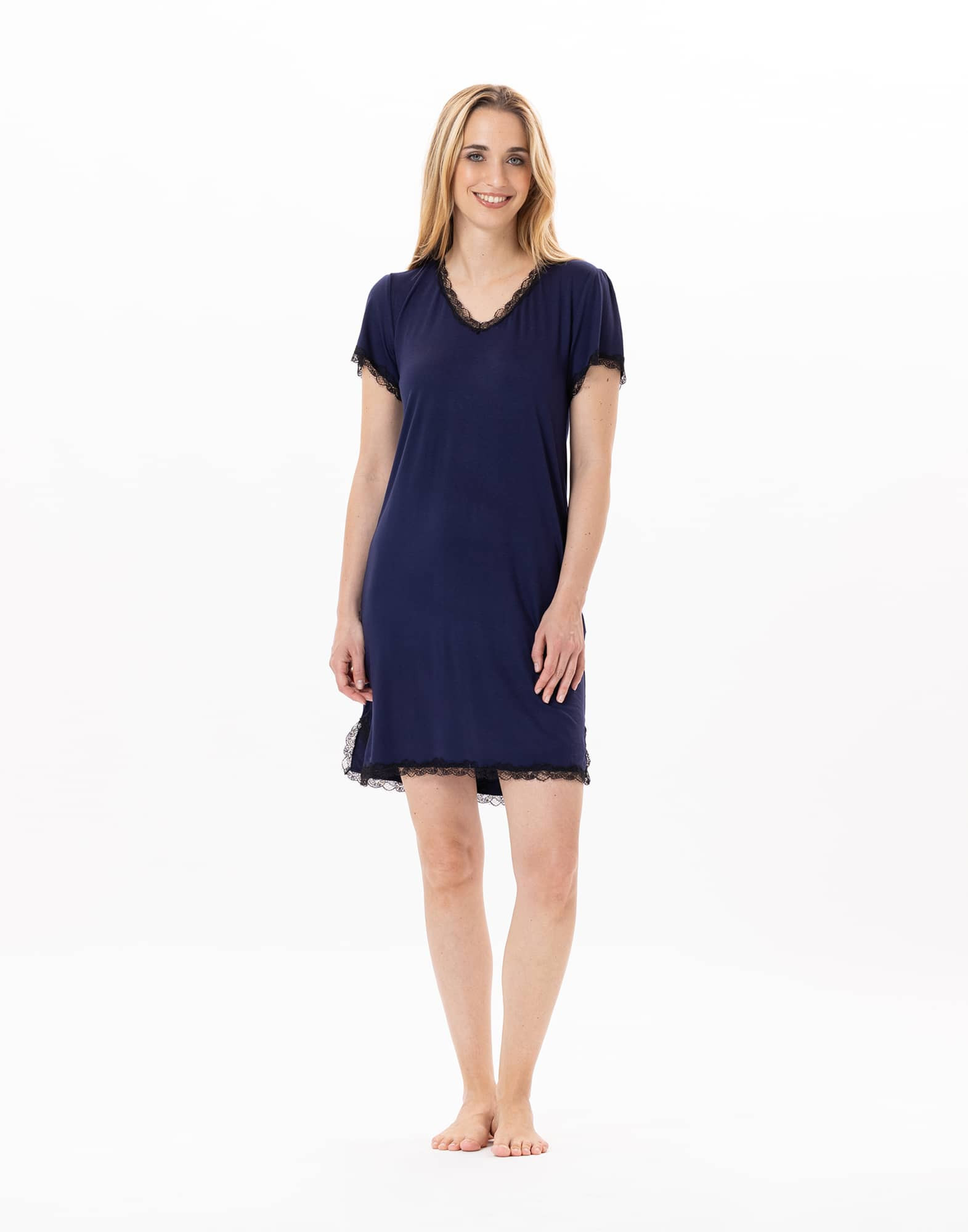 Viscose nightdress SUBLIME 801 Navy Blue | Lingerie le Chat