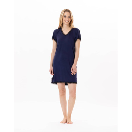 Viscose nightdress SUBLIME 801 Navy Blue | Lingerie le Chat