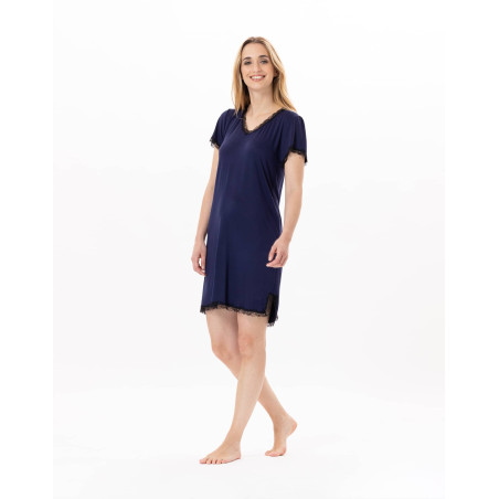 Viscose nightdress SUBLIME 801 Navy Blue | Lingerie le Chat