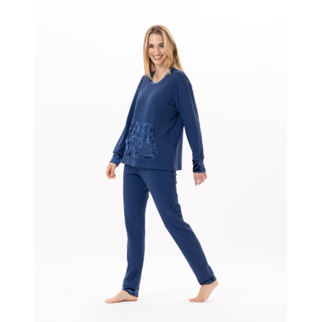 Quilted cotton pyjamas PILLOW 802 Prussian Blue | Lingerie le Chat