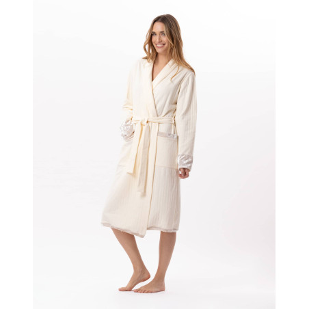 Quilted cotton bathrobe PILLOW 860 Ecru | Lingerie le Chat