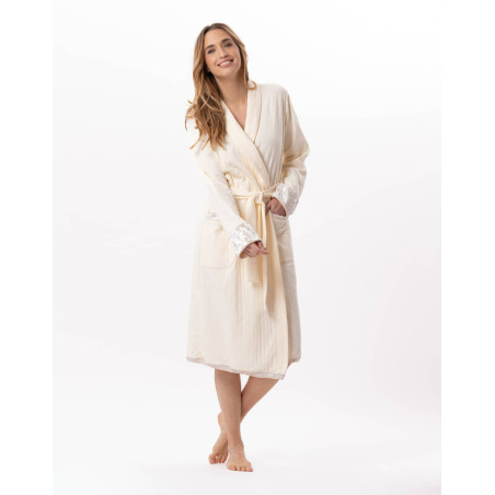 Quilted cotton bathrobe PILLOW 860 Ecru | Lingerie le Chat