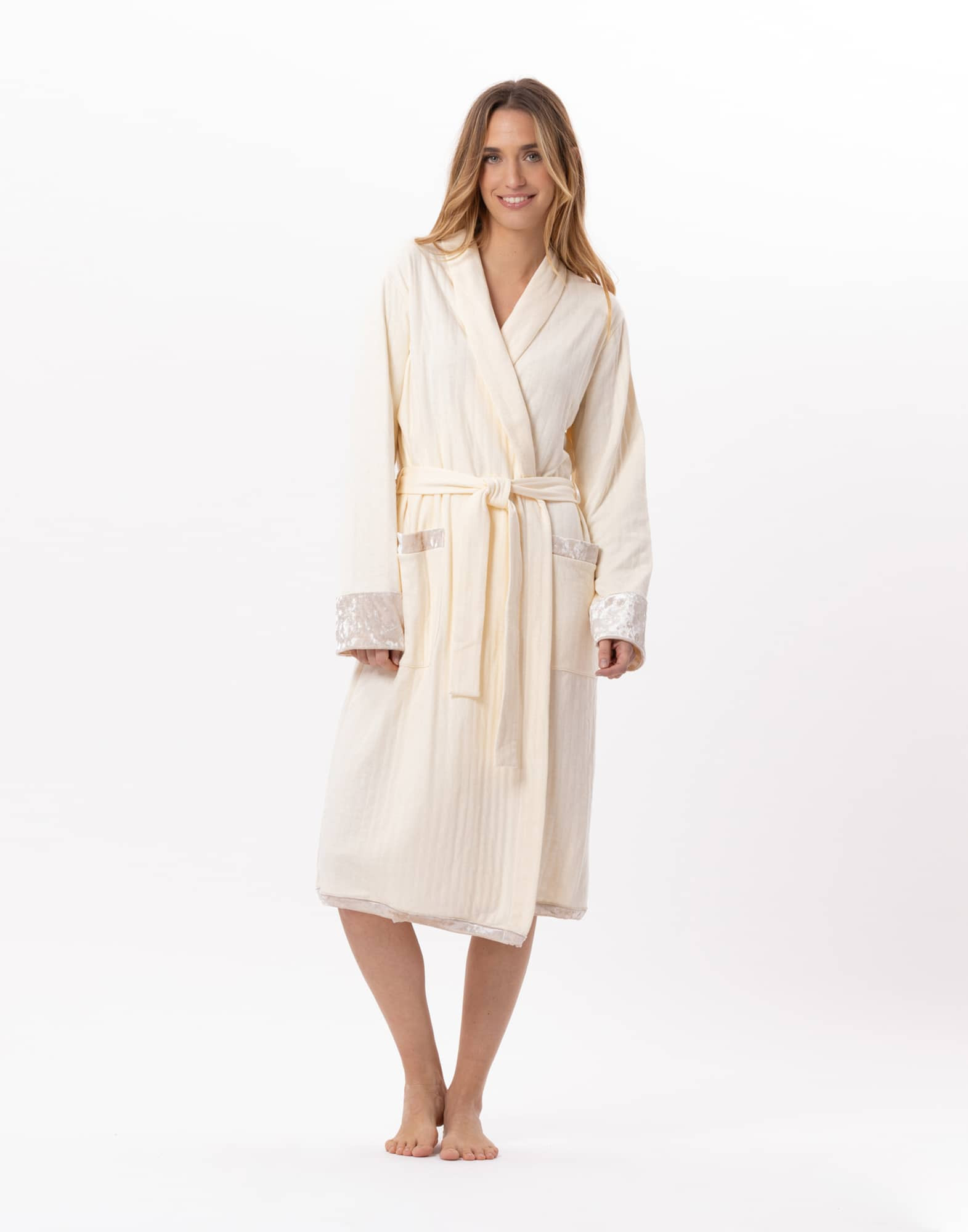 Quilted cotton bathrobe PILLOW 860 Ecru | Lingerie le Chat