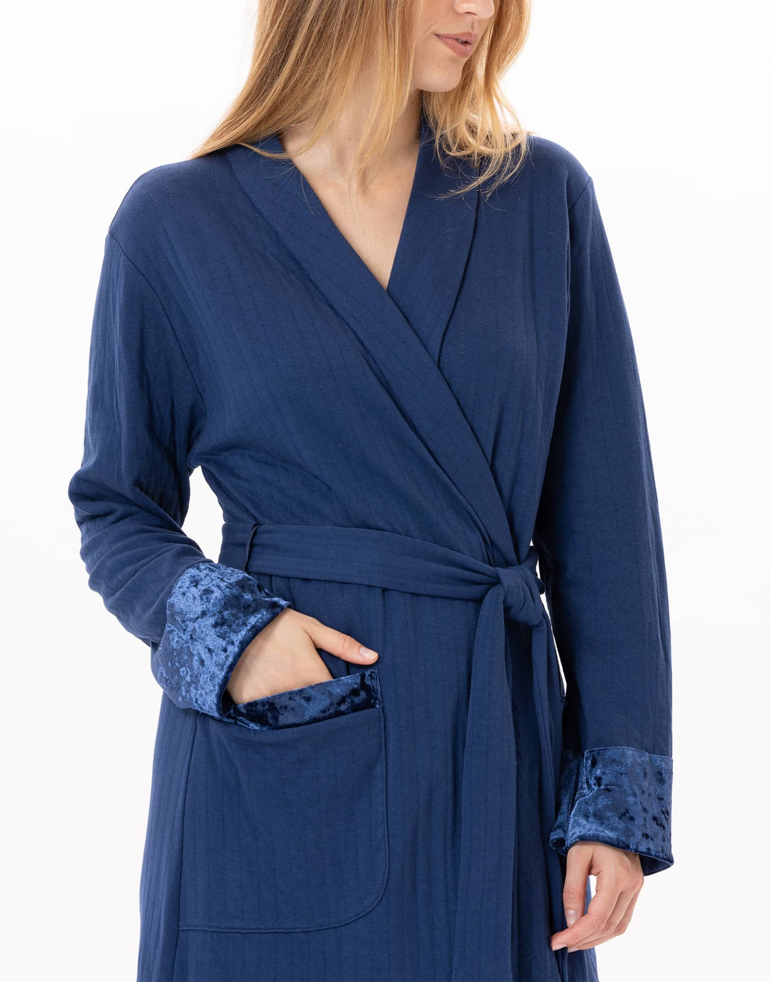 Quilted cotton bathrobe PILLOW 860 Prussian Blue